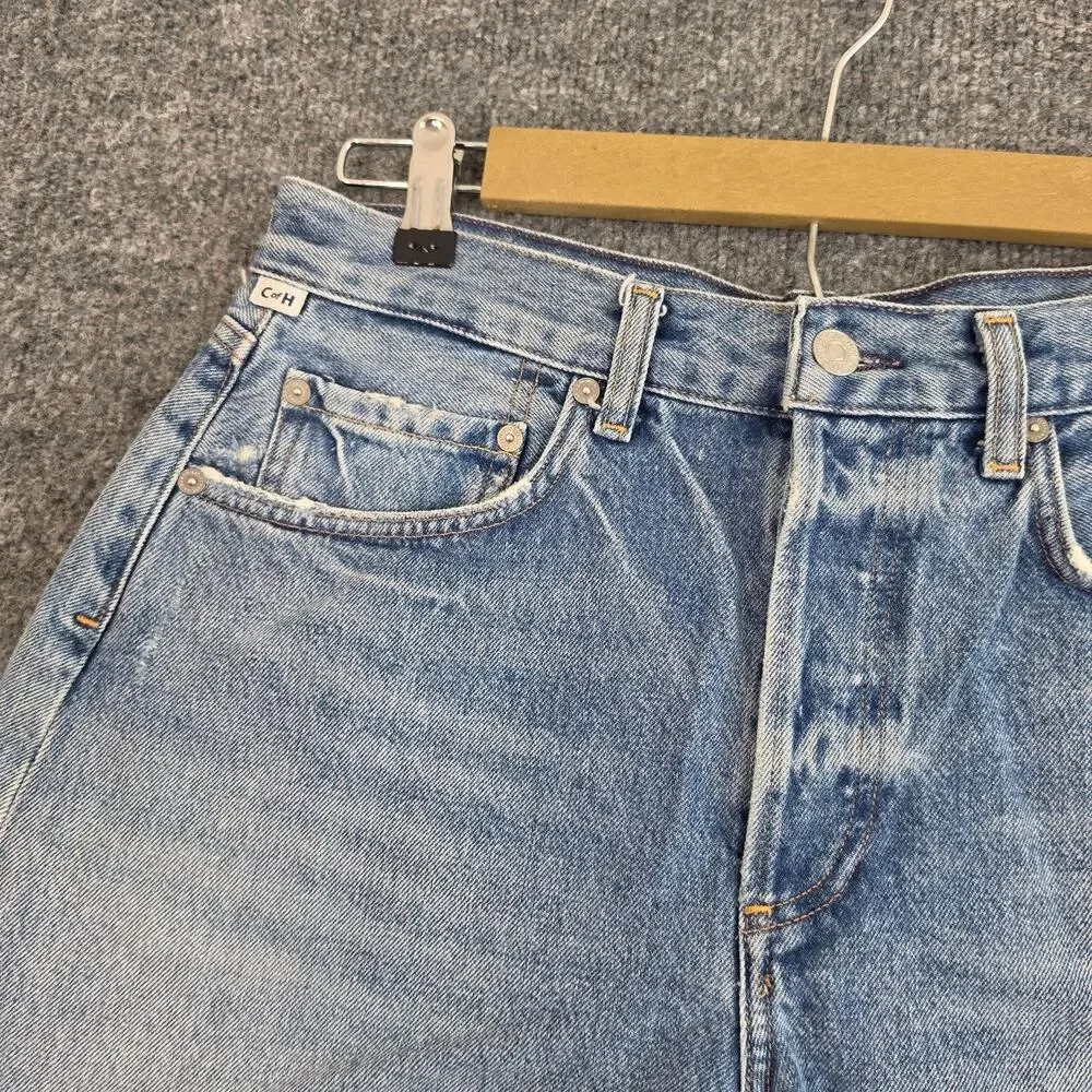 Citizens Of Humanity Shorts 28 Annabelle Long Denim Cut Off Blue Raw Hem Relaxed